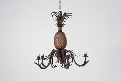 Lot 448 - A Hollywood Regency gilt-metal pineapple chandelier
