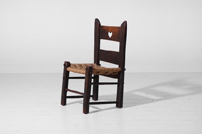 Lot 152 - A small vernacular birch and seagrass side chair