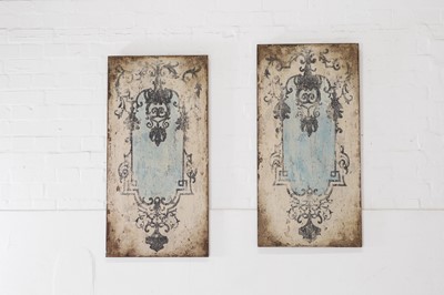 Lot 74 - A pair of painted wooden panels