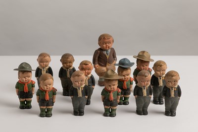 Lot 403 - Thirteen figures of a Scoutmaster and Boy Scouts