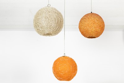 Lot 386 - Three spun-resin ceiling lights