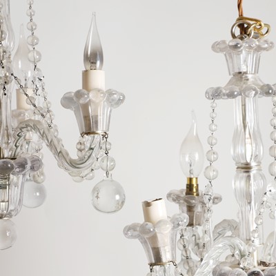 Lot 336 - A pair of cut glass chandeliers