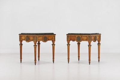 Lot 244 - A pair of Louis XVI-style maple side tables