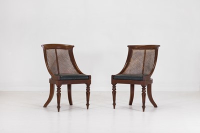 Lot 140 - A pair of William IV mahogany library tub chairs