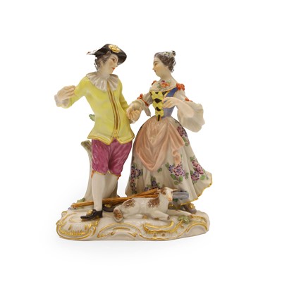 Lot 201 - A Meissen porcelain figural group