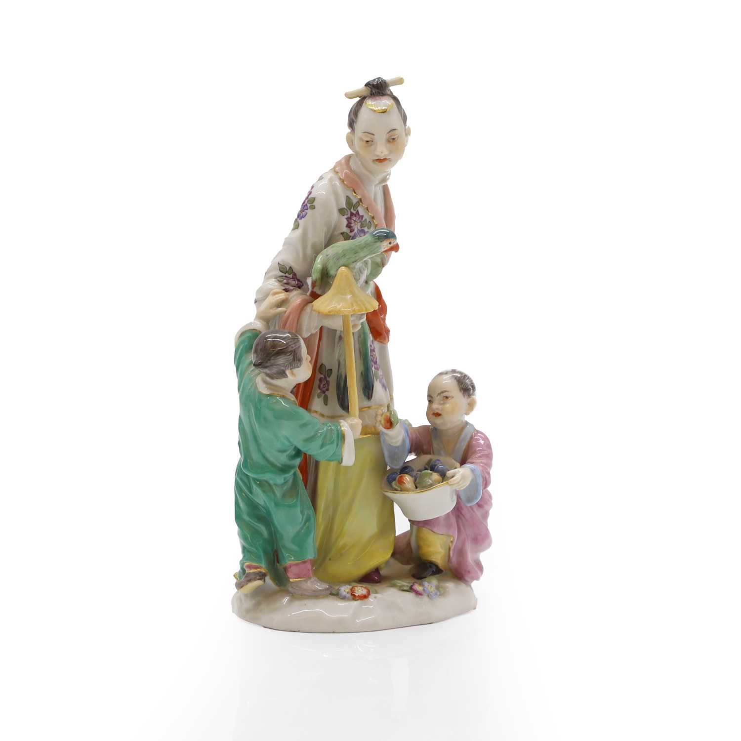 Lot 208 - A pair of Meissen porcelain figural groups