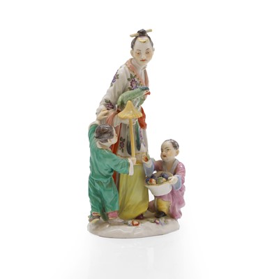 Lot 208 - A pair of Meissen porcelain figural groups