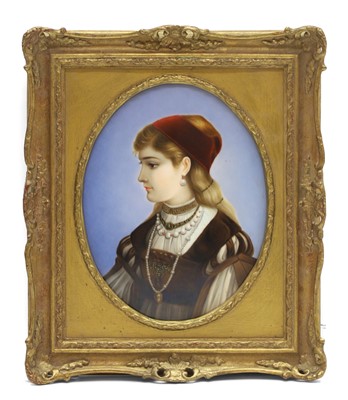 Lot 211 - A continental porcelain plaque portrait