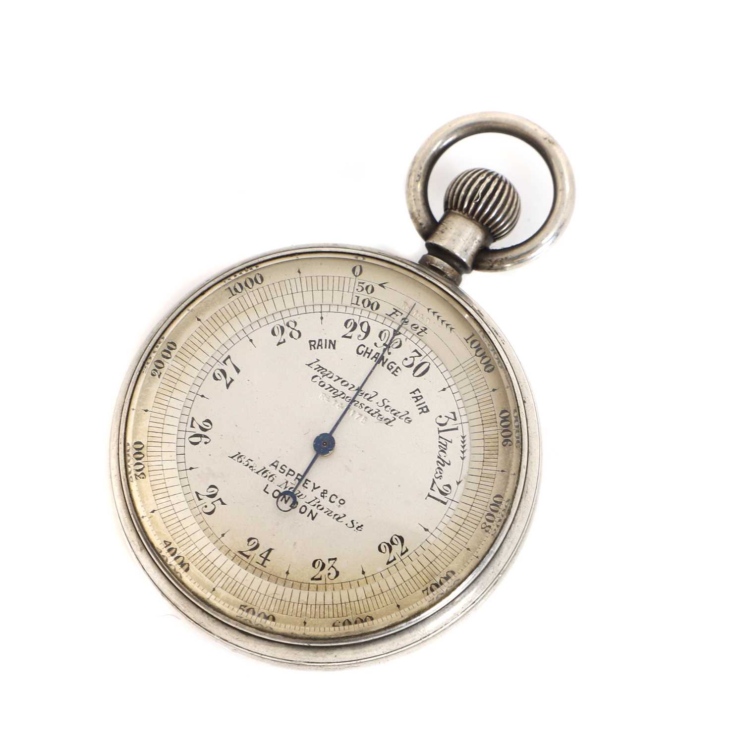 Lot 41 - A silver cased aneroid pocket barometer