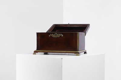 Lot A brass-mounted mahogany tea caddy in the manner of Abraham Roentgen
