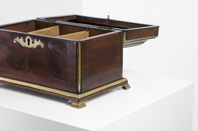 Lot A brass-mounted mahogany tea caddy in the manner of Abraham Roentgen
