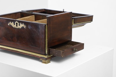 Lot A brass-mounted mahogany tea caddy in the manner of Abraham Roentgen