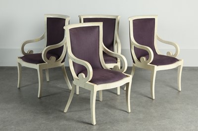 Lot 428 - A set of four tessellated bone armchairs
