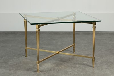 Lot 433 - A glass and brass side table