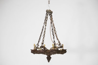 Lot 240 - A Regency patinated-bronze colza chandelier