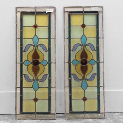 Lot 511 - A pair of Art Nouveau stained glass window door panels