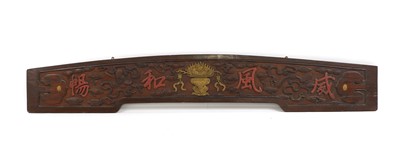 Lot 95 - A Chinese carved and painted cornice panel
