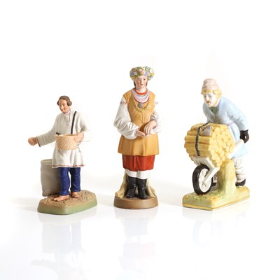 Lot 133 - A Dmitrov State Porcelain Factory bisque porcelain figure 'Sower' and a 'Flower Girl'