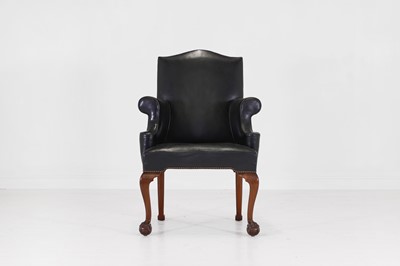 Lot 49 - A mahogany and leather armchair in the George II taste