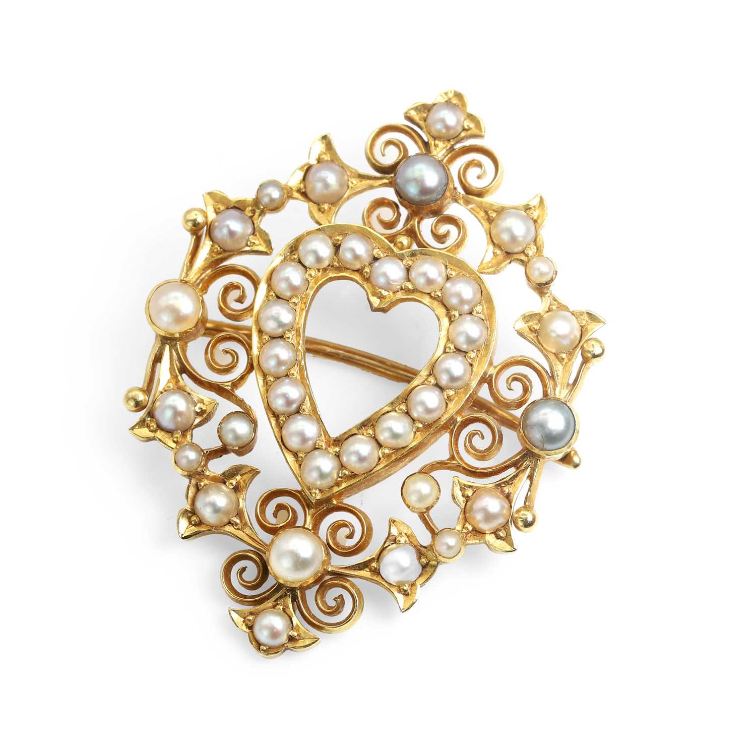 Lot 21 - A late Victorian split pearl heart brooch/pendant