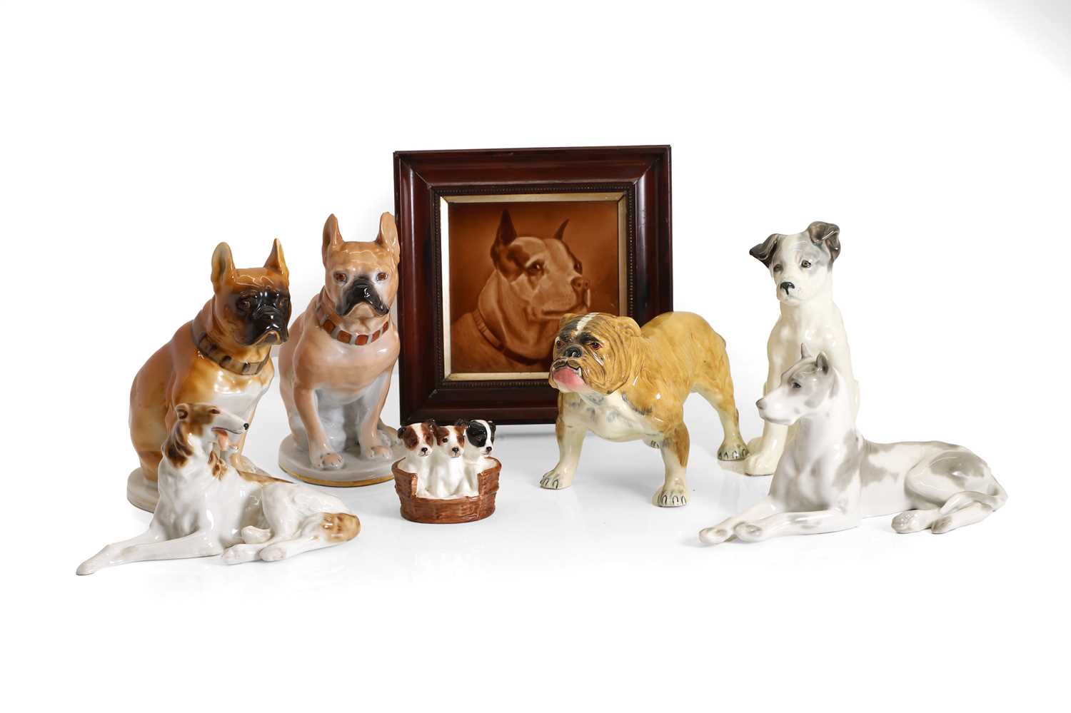 Lot 130 - Six Russian Lomonosov porcelain dogs