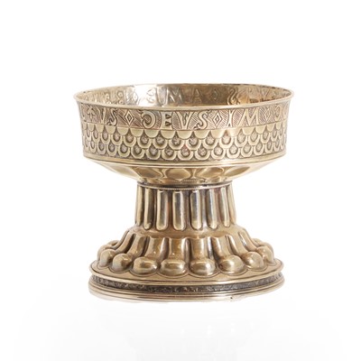 Lot 24 - A silver vase in the form of a font