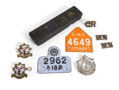 Lot 170 - Shanghai Volunteers Corps, HQ Staff, a pair of collar badges