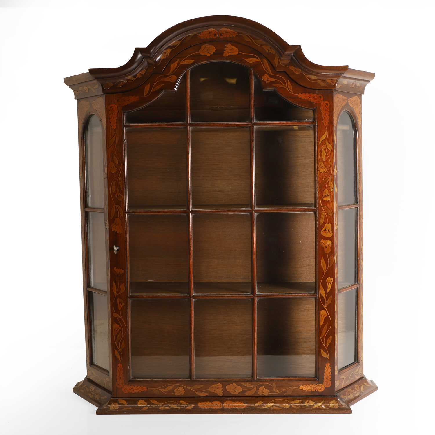 Lot 390 - A Dutch walnut and marquetry display or wall cabinet
