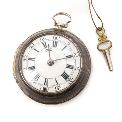 Lot 341 - A silver pair cased verge fusee pocket watch, by George Clerke