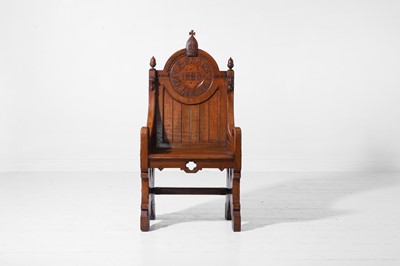 Lot 479 - A Victorian Gothic Revival oak chair