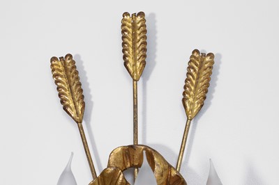 Lot 475 - A pair of gilt-composition three-branch wall lights