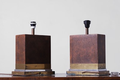 Lot 364 - A pair of faux metal table lamps by Jean Claude Mahey