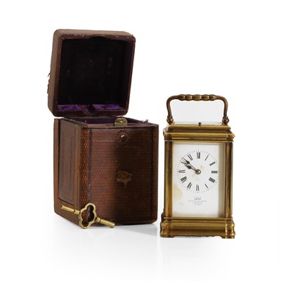 Lot 181 - A brass gorge cased repeating carriage clock