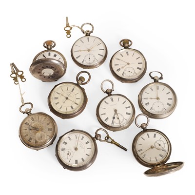 Lot 38 - Eight silver case pocket watches
