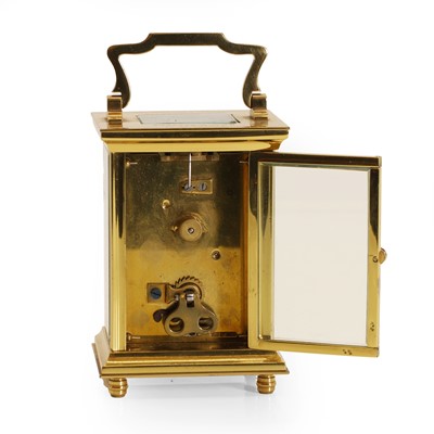 Lot 189 - Three brass cased carriage timepieces, in travelling cases