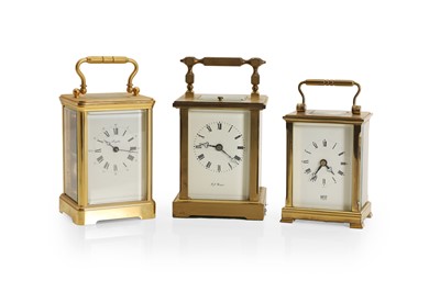 Lot 184 - Three brass carriage timepieces