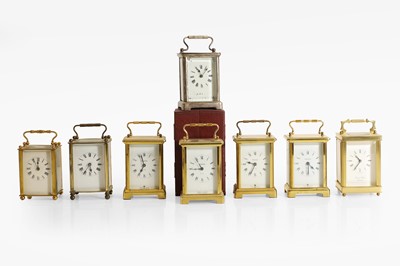 Lot 188 - Seven brass carriage timepieces