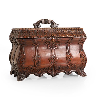 Lot 223 - A carved mahogany casket