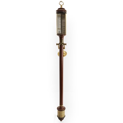 Lot 243 - A mahogany gimbal-mounted ship's barometer