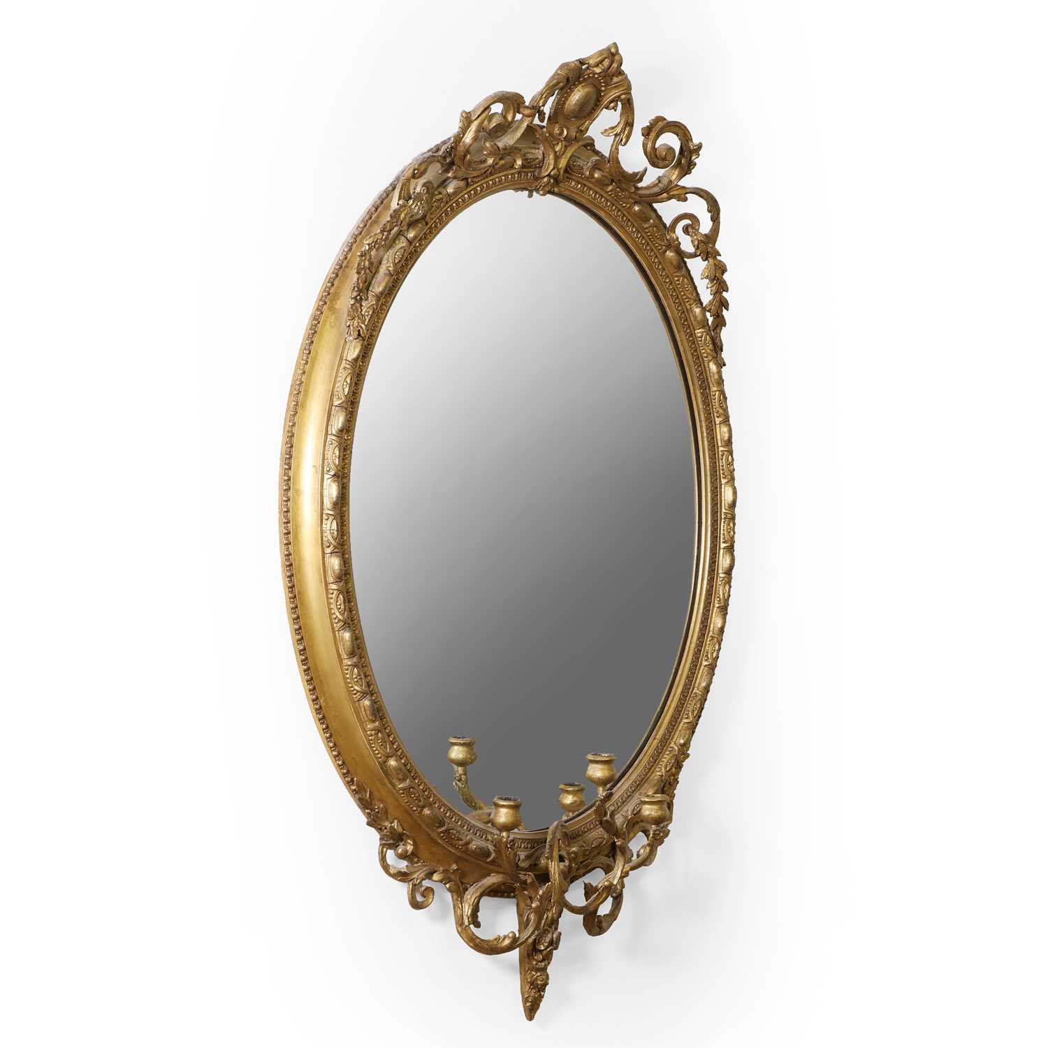 Lot 473 - A mid-Victorian oval gilt framed girandole