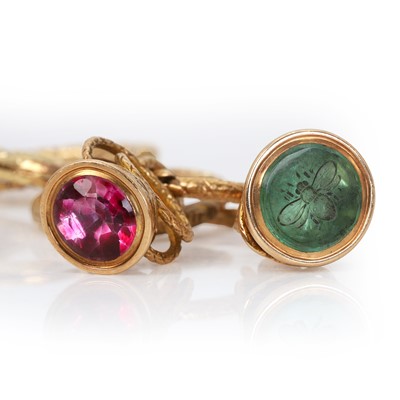 Lot 11 - Two antique fob seals and a group of split rings