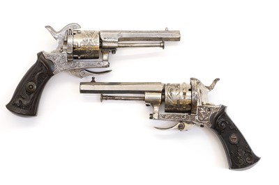 Lot 132 - A pair of Belgian Lefaucheux pinfire pistols