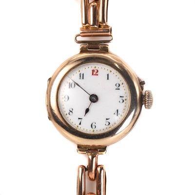 Lot 364 - A ladies' cased 9ct rose gold mechanical bracelet watch