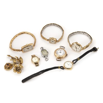 Lot 280 - A group of gold and rolled gold watches