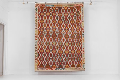 Lot 492 - A flat-weave wool rug of Anatolian design