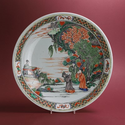 Lot 73 - A large Chinese famille verte charger