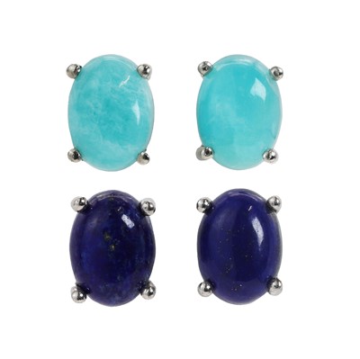Lot 207 - Two pairs of silver gemstone set stud earrings