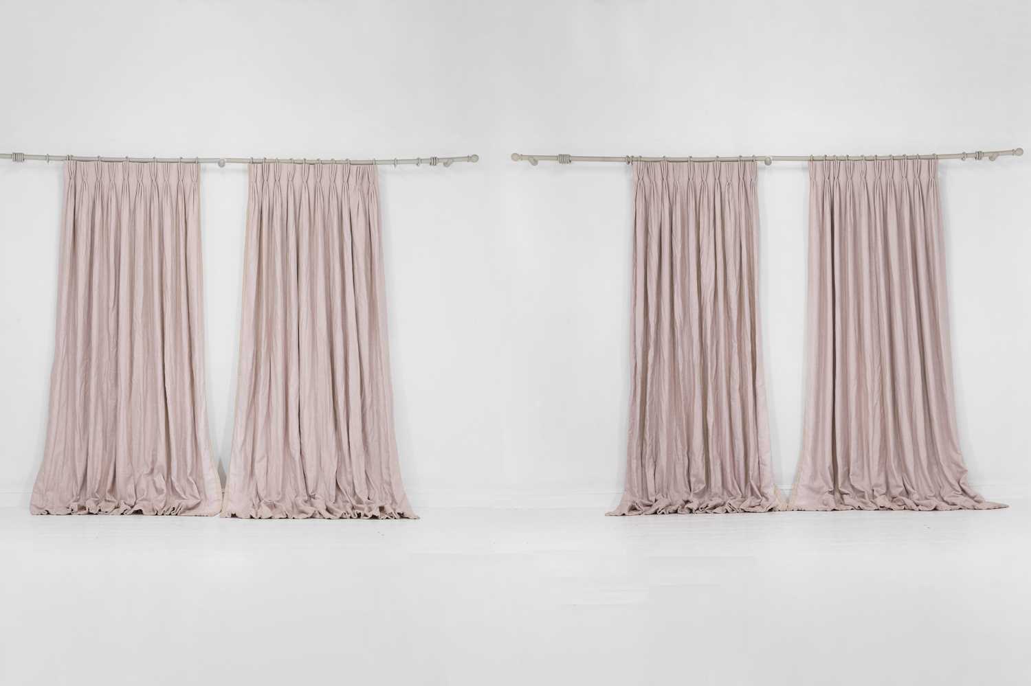 Lot 355 - Two pairs of lined and interlined cotton curtains