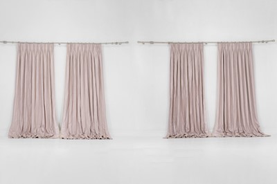 Lot 355 - Two pairs of lined and interlined cotton curtains