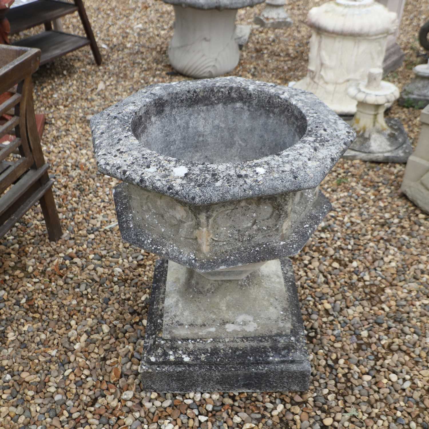 Lot 515 - A Haddonstone octagonal garden font,